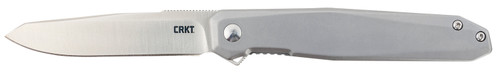 CRKT K230XXP Facet 3.37" Folding Sheepsfoot Plain Satin D2 Steel Blade with Stainless Steel Handle and Pocket Clip