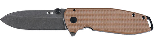 CRKT 2495B SQUID XM 2.95" Folding Drop Point Stonewashed D2 Steel Blade, Brown Textured G10 and Stainless Steel Handle