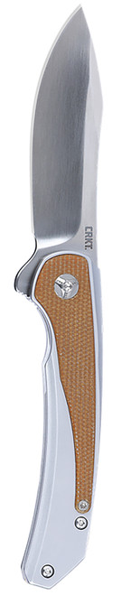 CRKT 6070 Padawan Folding Knife 3.01" Wharncliffe Plain Brushed Satin 14C28N Blade, SS with G10 Coyote Tan Overlay Handle