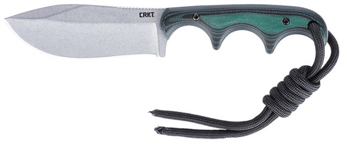 CRKT 2376 Minimalist Nessmuk Fixed Blade Knife Plain Stonewashed D2 Steel Blade, Green Micarta Handle