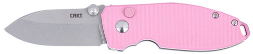 CRKT 2474P SQUID EDC Folding Knife 2.27" Plain Stonewashed D2 Steel Blade, Pink G10 Handle