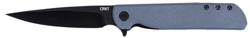 CRKT 3801KN LCK+ Folding Knife 3.38" Black Oxide 14C28N Steel Blade, Gray Textured G10 Handle