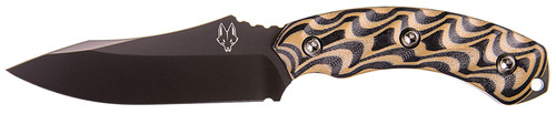 Southern Grind SG0507020601 Jackal 4.75" Fixed Drop Point Plain Black PVD 8670 Steel Blade, 4.50" Black/Tan G10 3D Milled Handle, Includes Sheath