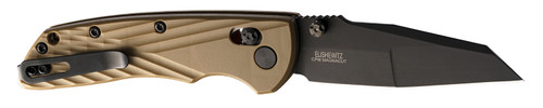Hogue Deka 3.25" Folding Wharncliffe Knife, Black Cerakote CPM MagnaCut Blade, FDE Crosshatch GRN Handle with Pocket Clip