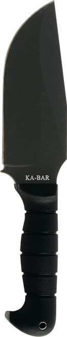 Ka-Bar 1278 Warthog Heavy Duty Fixed Blade Knife 6.75" Clip Point Black SK-5 Carbon Steel Blade TPR Handle