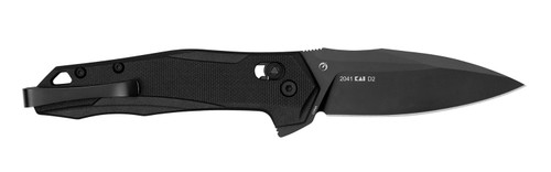 Kershaw 2041 Monitor Mid-Size 3" Folding Spear Point Plain Black Oxide D2 Steel Blade, Black Textured Nylon Handle with Pocket Clip