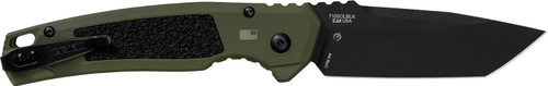 Kershaw Launch 16 Automatic Folding Knife 3.45" Tanto Black Cerakote CPM M4 Blade, Olive Cerakote Aluminum Handle with Pocket Clip