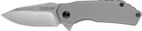 Kershaw 1375 Valve EDC 2.25" Folding Knife Drop Point Stonewashed 4Cr14 Blade, Bead Blasted Stainless Steel Handle