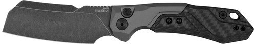 Kershaw 7850 Launch 14 Automatic 3.38" Cleaver CPM 154 Blackwash Blade, Black Anodized Aluminum/Carbon Fiber Handle