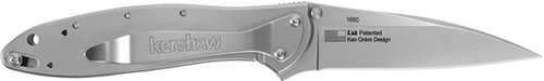 Kershaw 1660 Leek 3" Folding Drop Point Plain 14C28N Steel Bead Blasted Blade, 410 Stainless Steel Handle