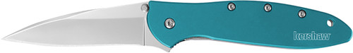 Kershaw 1660TEAL Leek 3" Folding Drop Point Plain Bead Blasted 14C28N Steel Blade Teal Anodized Aluminum Handle with Pocket Clip