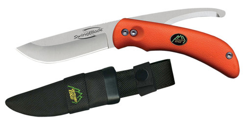 Outdoor Edge SwingBlade 3.60"/3.20" Folding Skinning & Gutting Knife Blaze Orange TPR Handle