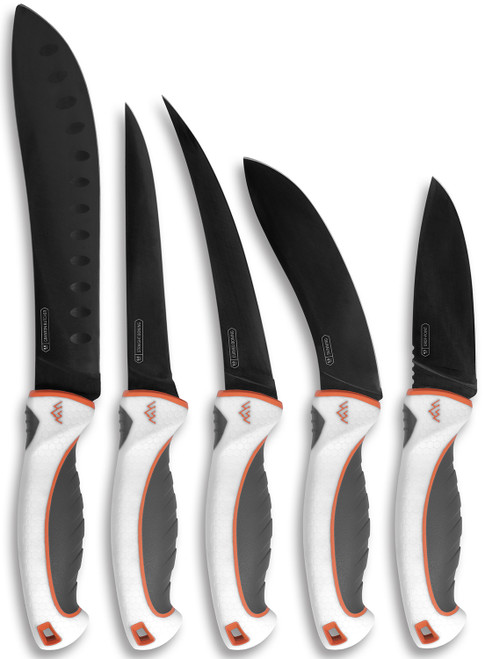 Outdoor Edge Ergo Max 5-Piece Game Processing Knife Set 5Cr13MoV Black Titanium Blade
