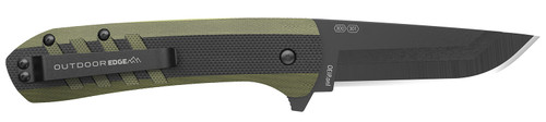 Outdoor Edge Razor VX4 VX430BC 3" Folding Plain Blade Knife, Black/Green Handle