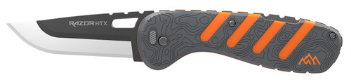 Outdoor Edge Razor HTX 3" Folding Plain Edge 420J2 SS Blade, Gray/Orange Handle