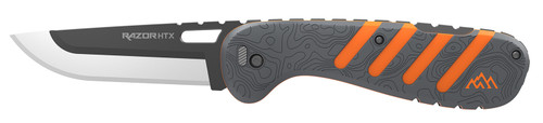 Outdoor Edge Razor HTX 3.50" Folding Plain Edge 420J2 SS Blade, Gray/Orange Handle