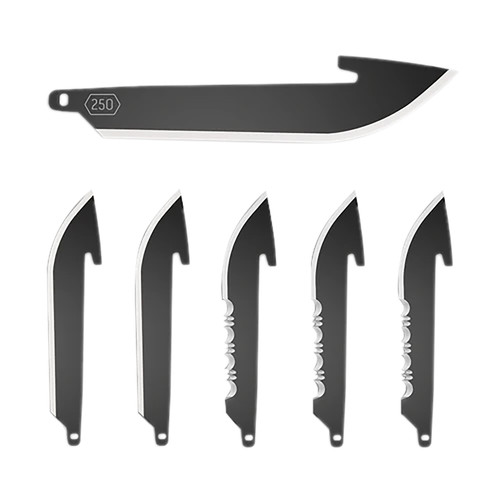 Outdoor Edge RazorPro 2.50" Drop Point Plain/Serrated Black Oxide 420J2 SS Blade, 6-Blade Pack