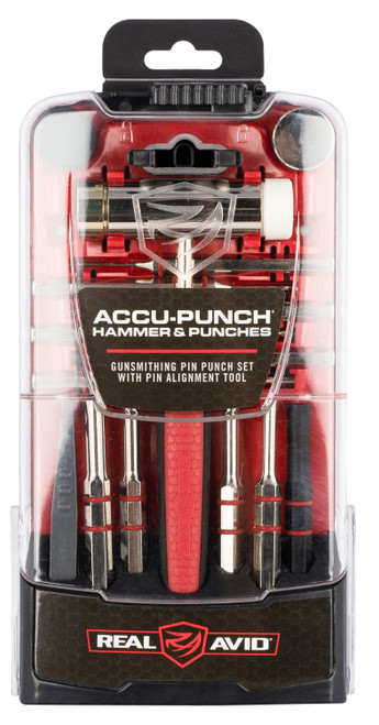 Real Avid AVHPS Accu-Punch Hammer and Punch Set Steel Red Rubber Handle
