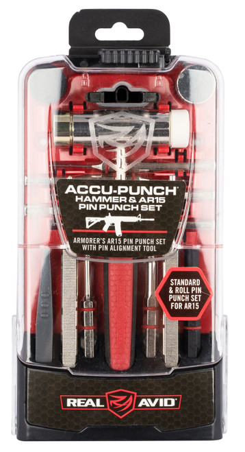 Real Avid AVHPSAR Accu-Punch AR-15 Pin Punch Set Steel Red Rubber Handle