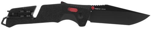 S.O.G SOG11120441 Trident AT 3.70" Folding Tanto Plain Black TiNi D2 Steel Blade Black/Red GRN Handle