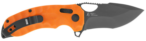 SOG Kiku XR LTE Folding Knife 3.02" Tanto Plain Cryo CTS XHP Blade Blaze Orange G10 Handle with Belt Clip