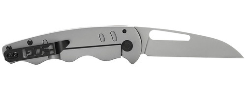 SOG Escape FL 3" Folding Sheepsfoot Knife Plain 8Cr13MoV SS Blade Silver Stainless Steel Handle with Pocket Clip