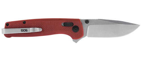 SOG SOGTM1023CP Terminus XR 2.95" Folding Clip Point Stonewashed D2 Blade Crimson G10 Handle with Pocket Clip