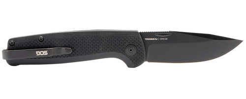 S.O.G Terminus SJ 2.90" Slip Joint Folding Knife Clip Point Plain Stonewashed Cryo D2 Blade Blackout G10 Handle with Belt Clip