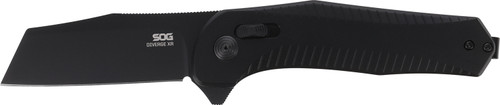 SOG Diverge XR Folding EDC Knife 3" Sheepsfoot Black PVD D2 Steel Blade, Black Anodized Aluminum Handle