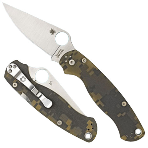Spyderco Para Military 2 3.45" Folding Drop Point CPM S45VN Blade, Camo G10 Handle with Pocket Clip