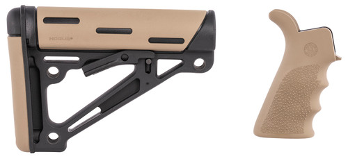 Hogue 15355 AR-15/M16 OverMolded Collapsible Buttstock & Grip - FDE Rubber Commercial Tube