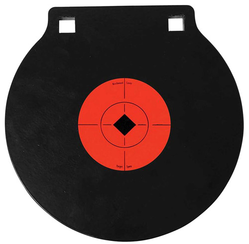 Birchwood Casey 47604 World of Targets 8" AR500 Steel Circle Gong Double Hole Hanging Target 3/8" Black/Orange
