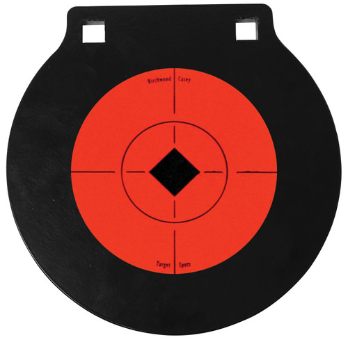Birchwood Casey 47608 World of Targets Double Hole 6" AR500 Steel Circle Hanging Target Black/Orange w/Crosshair & Diamond