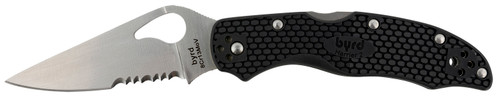 Spyderco Byrd Harrier 2 Lightweight Folding Knife 3.36" 8Cr13MoV Part Serrated Blade Black FRN Handle BY01PSBK2