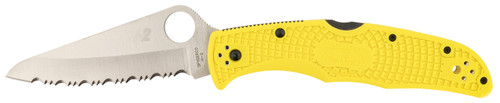 Spyderco Pacific Salt 2 Folding Knife 3.78" H2 Steel Serrated Stonewashed Blade Yellow FRN Handle C91SYL2