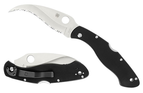 Spyderco C12GS Civilian CLIPIT 4.09" Folding Knife Serrated Satin VG-10 Blade Black G10 Handle with Pocket Clip