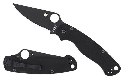Spyderco C81GPBK2 Para Military 2 3.42" Folding Knife Plain Black DLC CPM S45VN Blade Black G10 Handle Compression Lock