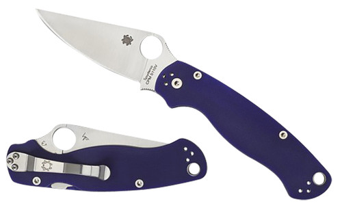 Spyderco C81GPDBL2 Para Military 2 3.42" Folding Knife Plain Satin CPM S110V Blade Dark Blue G10 Handle Pocket Clip