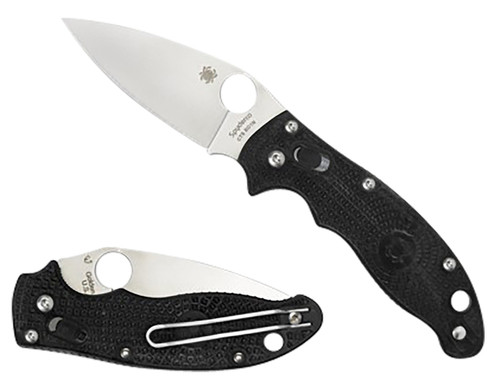 Spyderco C101PBK2 Manix 2 Lightweight 3.37" Folding Knife Plain Satin CTS BD1 Blade Black FRCP Handle Pocket Clip