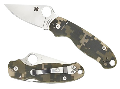 Spyderco Para 3 2.95" Folding Plain Black DLC CPM S45VN Blade Digital Camo G10 Handle C223GPCMO