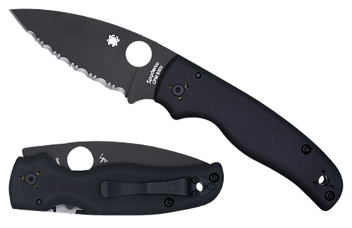 Spyderco Shaman 3.58" Folding Plain Black DLC CPM S30V Blade Black Textured G10 Handle C229GPBK