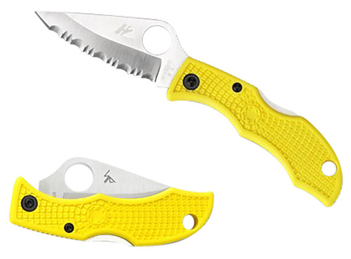 Spyderco Ladybug 3 Salt Folding Knife 1.94" Stonewashed H2 Steel Blade Marine Yellow FRN Handle LYLP3