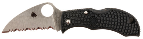 Spyderco Manbug Wharncliffe Serrated Folding Knife 1.91" Black TiCN VG-10 Blade Black FRN Handle MBKWSB