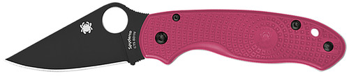 Spyderco C223PNBK Para 3 Lightweight Breast Cancer EDC 2.93" Folding Plain Black DLC BD1N SS Blade, Pink Textured FRN Handle