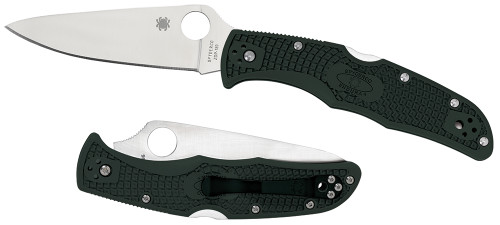 Spyderco C10FPGR Endura 4 Lightweight 3.75" Folding Clip Point Plain VG-10 SS Blade Green FRN Handle with Pocket Clip
