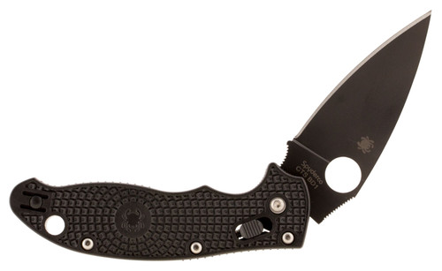 Spyderco C101PBBK2 Manix 2 Lightweight 3.37" Folding Drop Point Plain Black DLC BD1 Steel Blade Black FRCP Handle with Pocket Clip
