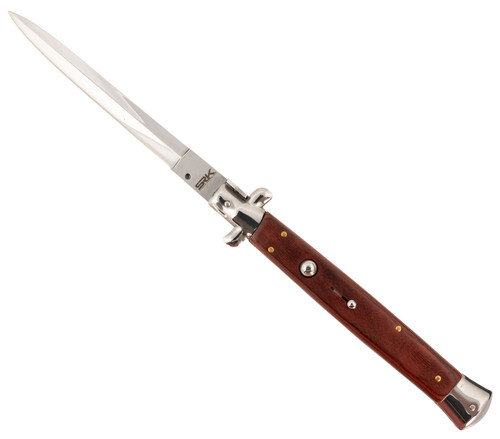 Steel River Knives CIRWD Spartan 6" Italian Dagger Polished Blade 7" Red Wood Handle Side Open