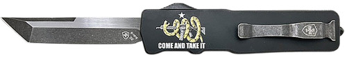 Templar Knife Excalibur Come And Take It Slim 3.25" OTF Tanto Part Serrated D2 Steel Blade Black Aluminum Handle