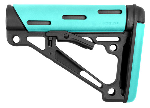 Hogue 13440 AR-15/M16 OverMolded Collapsible Buttstock, Aqua Rubber, Mil-Spec Tube Compatible