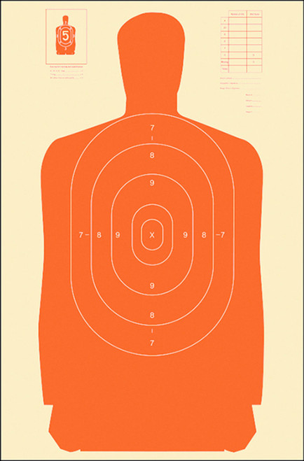 Action Target B27SORANGE100 Standard Qualification Silhouette Paper Hanging Target 24x45 Orange/White 100 Pack